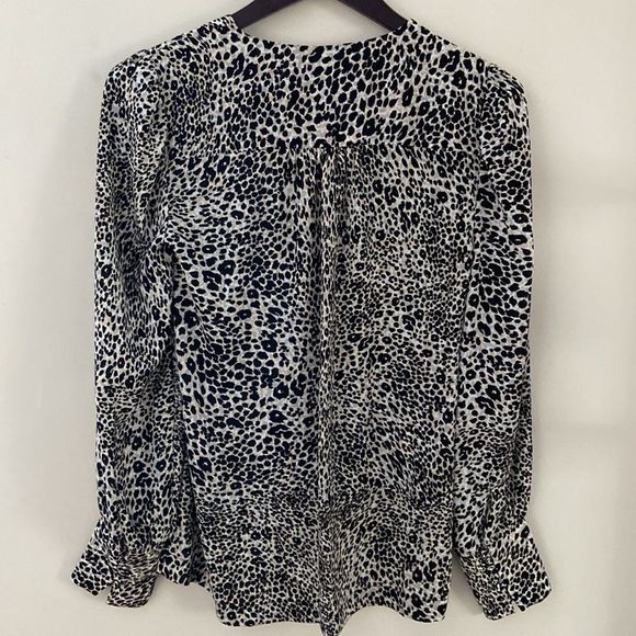 BCBGMAXAZRIA Animal Print Faux Wrap Blouse - Picture 11 of 13